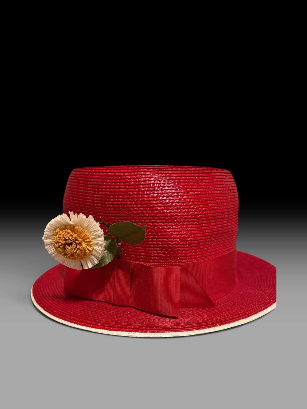 Bellini Originals Woman’s Red woven straw dress Hat with flower
